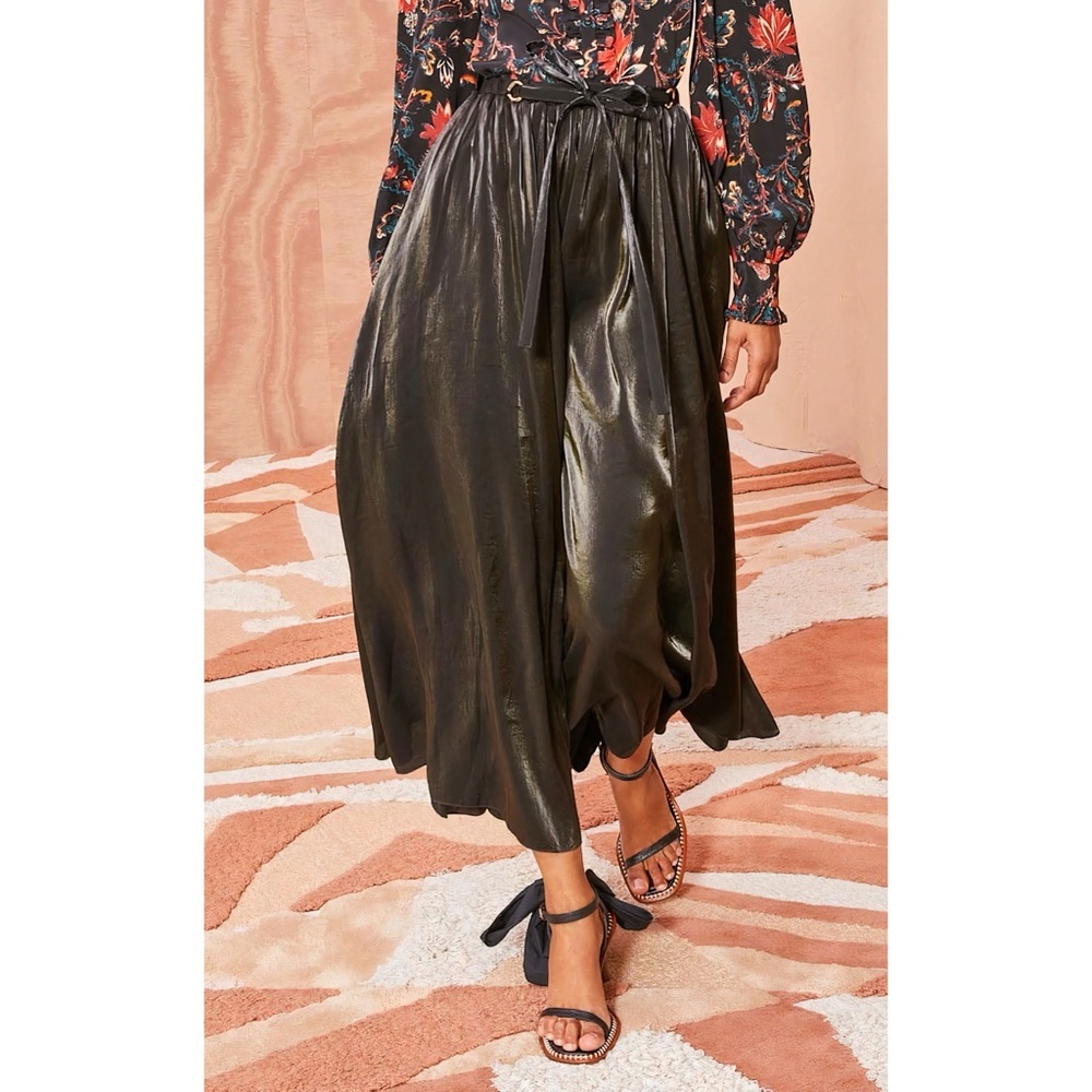 Ulla Johnson Maxi Pleated Black Irvette Satin Skirt - Picture 3 of 7